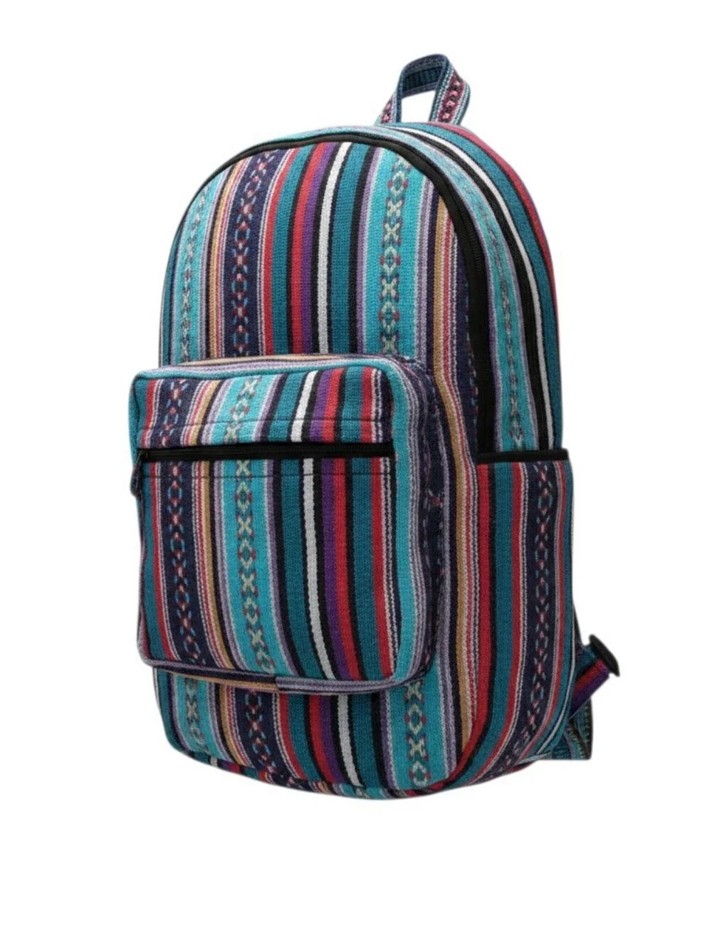 Boho Striped Multi-Color Woven Backpack